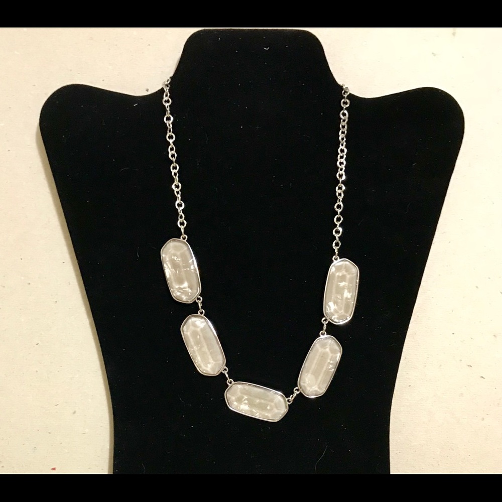 “Color” Grey Stone & Silver Necklace w/ 1 ½” Ext.